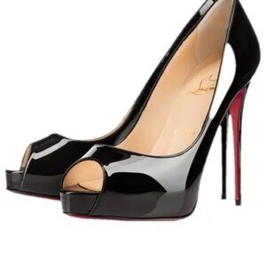 Christian Louboutin Glossy Black Peep Toe Heels